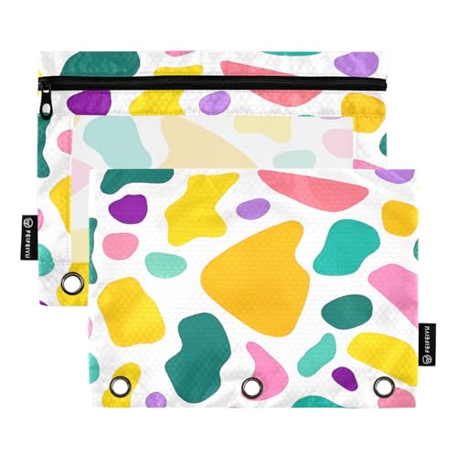 Playful Blobs Federmäppchen-Set für 3-Ringbücher, glatter Reißverschluss mit transparentem PVC-Fenster, Federmäppchen für Schulbedarf, Weiß, 2 Stück von Nexawaveo