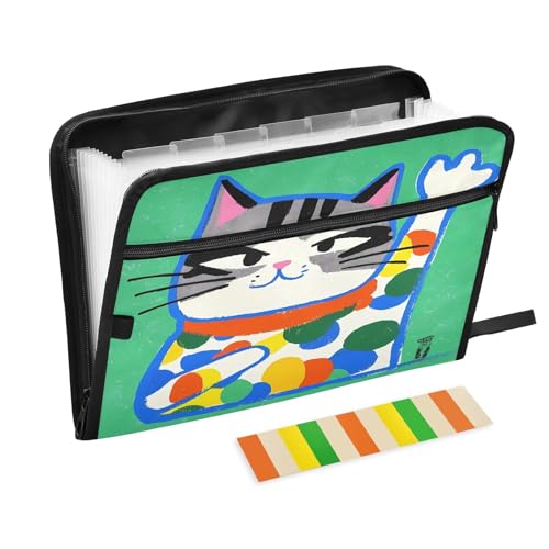 Playful Cat Fächermappe mit 13 Fächern, A4, mit Reißverschluss, Grün Playful Cat Fächermappe mit 13 Fächern, A4, mit Reißverschluss, Grün von Nexawaveo