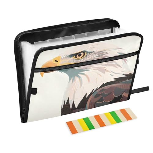 Popart Bird Fächermappe mit 13 Fächern, A4, mit Reißverschluss, Weiß von Nexawaveo