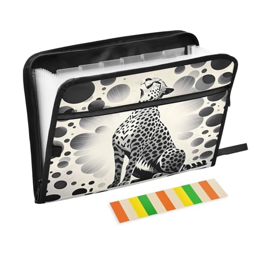 Popart Fächermappe mit 13 Fächern, A4, mit Reißverschluss, Leopardenmuster, Beige Popart Fächermappe mit 13 Fächern, A4, mit Reißverschluss, Leopardenmuster, Beige von Nexawaveo