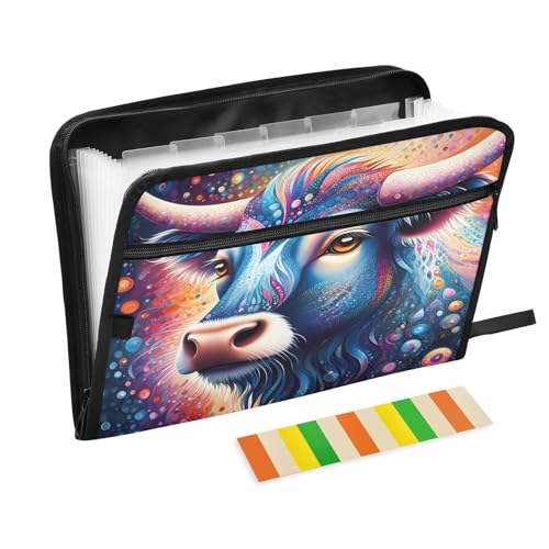 Psychedelic Highland Cow Vivid Akkordeon-Aktenordner, 13 Fächer, erweiterbarer Aktenordner mit Etiketten, Rechnungen, Quittungen, Dokumentenhalter Psychedelic Highland Cow Vivid Akkordeon-Aktenordner, 13 Fächer, erweiterbarer Aktenordner mit Etiketten, Rechnungen, Quittungen, Dokumentenhalter von Nexawaveo