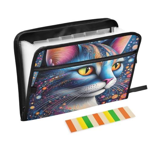 Psychedelic Kitten Akkordeon-Aktenordner, 13 Fächer, erweiterbar, mit Etiketten, Rechnungen, Quittungen, Dokumentenhalter Psychedelic Kitten Akkordeon-Aktenordner, 13 Fächer, erweiterbar, mit Etiketten, Rechnungen, Quittungen, Dokumentenhalter von Nexawaveo