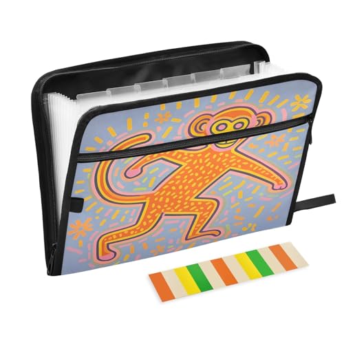 Psychedelic Monkey Fächermappe mit Reißverschluss, 13 Taschen, Akkordeon-Dokumenten-Organizer für Arbeit und Zuhause, Blau Psychedelic Monkey Fächermappe mit Reißverschluss, 13 Taschen, Akkordeon-Dokumenten-Organizer für Arbeit und Zuhause, Blau von Nexawaveo
