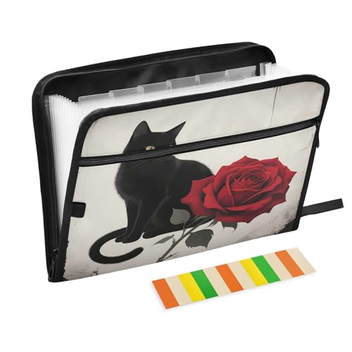 Red Rose Cat Fächermappe mit 13 Fächern und Etiketten, A4, Dokumenten-Organizer mit Reißverschluss Red Rose Cat Fächermappe mit 13 Fächern und Etiketten, A4, Dokumenten-Organizer mit Reißverschluss von Nexawaveo