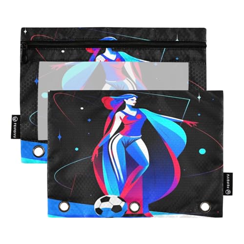 SciFi-Figur, Schwarz, 2 Stück, Federmäppchen-Set für 3-Ringbuch, glatter Reißverschluss mit transparentem PVC-Fenster, Federmäppchen für Schulbedarf von Nexawaveo