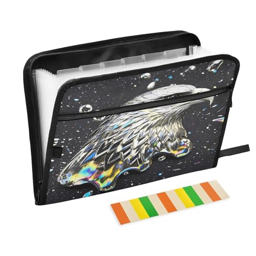 Shiny Bird Dokumentenmappe, erweiterbarer Reißverschluss, 13 Taschen, Akkordeon-Dokumenten-Organizer für Arbeit und Zuhause, Schwarz von Nexawaveo