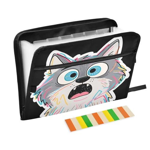 Shocked Cat Fächermappe mit Reitern, 13 Taschen, Akkordeon-Aktenordner für Büro, Klassenzimmer, Schwarz Shocked Cat Fächermappe mit Reitern, 13 Taschen, Akkordeon-Aktenordner für Büro, Klassenzimmer, Schwarz von Nexawaveo