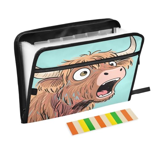 Shocked Cow Fächermappe mit Reitern, 13 Taschen, Akkordeon-Aktenordner für Büro, Klassenzimmer, Blau von Nexawaveo