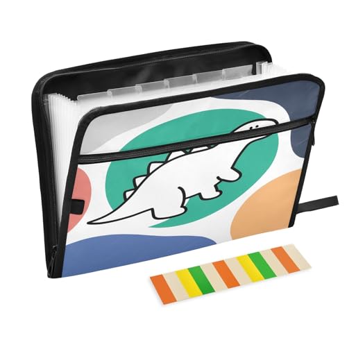 Simple Dino, bunte Fächermappe mit Registern, 13 Taschen, Akkordeon-Aktenordner für Büro, Klassenzimmer von Nexawaveo