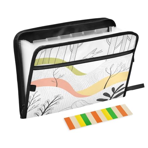 Simple Line Art Nature Fächermappe mit 13 Fächern und Etiketten, A4, Dokumenten-Organizer mit Reißverschluss Simple Line Art Nature Fächermappe mit 13 Fächern und Etiketten, A4, Dokumenten-Organizer mit Reißverschluss von Nexawaveo