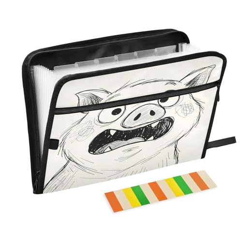 Sketchy Pig Fächermappe mit Reitern, 13 Taschen, Akkordeon-Aktenordner für Büro, Klassenzimmer, Weiß Sketchy Pig Fächermappe mit Reitern, 13 Taschen, Akkordeon-Aktenordner für Büro, Klassenzimmer, Weiß von Nexawaveo