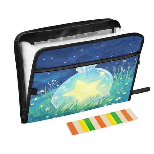 Star in Bag in Gras, Fächermappe mit Reißverschluss, 13 Taschen, Akkordeon-Dokumenten-Organizer für Arbeit und Zuhause von Nexawaveo