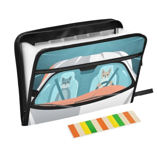 Stylish Pets Driving Fächermappe mit 13 Fächern, A4, Dokumenten-Organizer mit Reißverschluss Stylish Pets Driving Fächermappe mit 13 Fächern, A4, Dokumenten-Organizer mit Reißverschluss von Nexawaveo