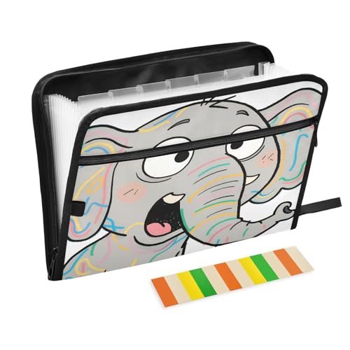 Surprised Elephant Fächermappe mit 13 Fächern, A4, mit Reißverschluss, Weiß Surprised Elephant Fächermappe mit 13 Fächern, A4, mit Reißverschluss, Weiß von Nexawaveo