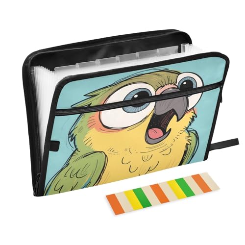 Surprised Parrot Fächermappe mit 13 Fächern, A4, mit Reißverschluss, Blaugrün Surprised Parrot Fächermappe mit 13 Fächern, A4, mit Reißverschluss, Blaugrün von Nexawaveo