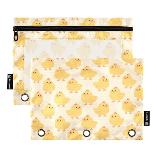 Sweet Chicks Federmäppchen-Set für 3-Ringbücher, glatter Reißverschluss mit transparentem PVC-Fenster, 2 Stück, cremefarben Sweet Chicks Federmäppchen-Set für 3-Ringbücher, glatter Reißverschluss mit transparentem PVC-Fenster, 2 Stück, cremefarben von Nexawaveo