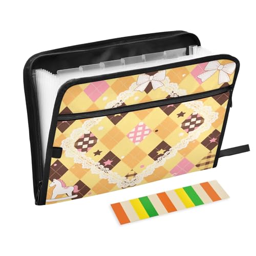 Sweet Patchwork Fächermappe mit 13 Fächern, A4, mit Reißverschluss, Gelb Sweet Patchwork Fächermappe mit 13 Fächern, A4, mit Reißverschluss, Gelb von Nexawaveo