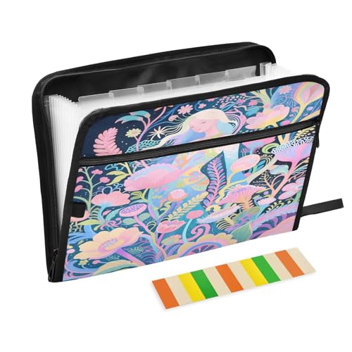 Train Colorful Urban Akkordeon-Aktenordner, 13 Fächer, erweiterbarer Aktenordner mit Etiketten, Rechnungen, Quittungen, Dokumentenhalter von Nexawaveo