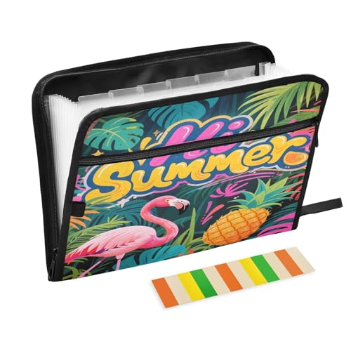 Tropical Hi Summer Akkordeon-Aktenordner, 13 Fächer, erweiterbarer Aktenordner mit Etiketten, Rechnungen, Quittungen, Dokumentenhalter von Nexawaveo