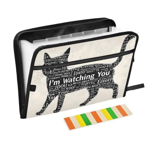 Typografie Katze, ich beobachte dich, Akkordeon-Aktenordner, 13 Fächer, erweiterbarer Aktenordner mit Etiketten, Rechnungen, Quittungen, Dokumentenhalter Typografie Katze, ich beobachte dich, Akkordeon-Aktenordner, 13 Fächer, erweiterbarer Aktenordner mit Etiketten, Rechnungen, Quittungen, Dokumentenhalter von Nexawaveo