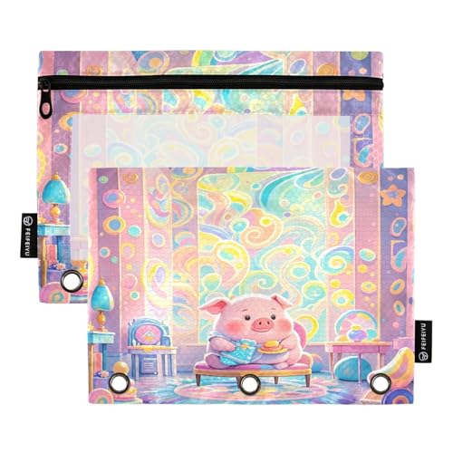 Vibrant Pig Federmäppchen-Set für 3-Ringordner, glatter Reißverschluss mit transparentem PVC-Fenster, Federmäppchen für Schulbedarf, mehrfarbig, 2 Stück Vibrant Pig Federmäppchen-Set für 3-Ringordner, glatter Reißverschluss mit transparentem PVC-Fenster, Federmäppchen für Schulbedarf, mehrfarbig, 2 Stück von Nexawaveo