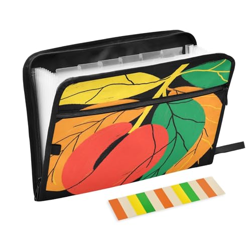 Vivid Fruit Dokumentenmappe mit Reißverschluss, 13 Fächer, Akkordeon-Dokumenten-Organizer für Arbeit und Zuhause, Schwarz Vivid Fruit Dokumentenmappe mit Reißverschluss, 13 Fächer, Akkordeon-Dokumenten-Organizer für Arbeit und Zuhause, Schwarz von Nexawaveo