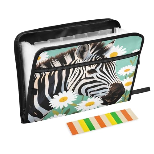 Zebra Daisy Green Fächermappe mit 13 Fächern und Etiketten, A4, Dokumenten-Organizer mit Reißverschluss Zebra Daisy Green Fächermappe mit 13 Fächern und Etiketten, A4, Dokumenten-Organizer mit Reißverschluss von Nexawaveo