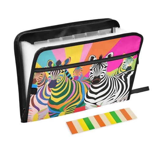 Zebras Fächermappe mit 13 Fächern und Etiketten, A4, Dokumenten-Organizer mit Reißverschluss Zebras Fächermappe mit 13 Fächern und Etiketten, A4, Dokumenten-Organizer mit Reißverschluss von Nexawaveo