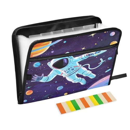 Zeichentrick-Astronaut in kosmischem Violett, erweiterbarer Aktenordner mit Reißverschluss, 13 Taschen, Akkordeon-Dokumenten-Organizer für Arbeit und Zuhause Zeichentrick-Astronaut in kosmischem Violett, erweiterbarer Aktenordner mit Reißverschluss, 13 Taschen, Akkordeon-Dokumenten-Organizer für Arbeit und Zuhause von Nexawaveo