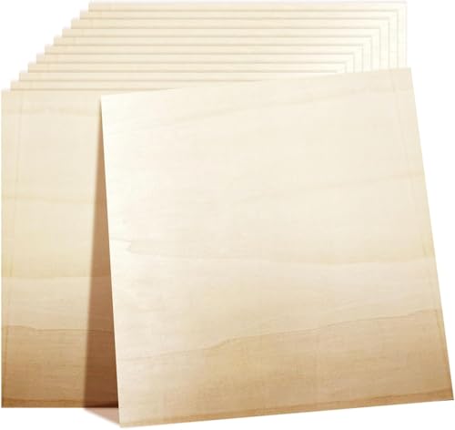 Nexboraque Lindenholzplatten, 30 x 30 x 0,16 cm, 1,5 mm dünne, unlackierte Holzbretter mit glatten Oberflächen zum Laserschneiden, Gravieren, Holzbrennen und Bastelprojekte, 12 Stück Nexboraque Lindenholzplatten, 30 x 30 x 0,16 cm, 1,5 mm dünne, unlackierte Holzbretter mit glatten Oberflächen zum Laserschneiden, Gravieren, Holzbrennen und Bastelprojekte, 12 Stück von Nexboraque