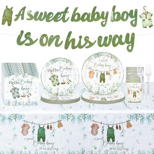 Nexhyp 122 Stück Babyparty Deko Junge Set - Baby Shower Geschirr Set mit Papptellern, Servietten, Bechern, Gabeln und Tischdecke für Gender Reveal Party, Kindertaufen Nexhyp 122 Stück Babyparty Deko Junge Set - Baby Shower Geschirr Set mit Papptellern, Servietten, Bechern, Gabeln und Tischdecke für Gender Reveal Party, Kindertaufen von Nexhyp