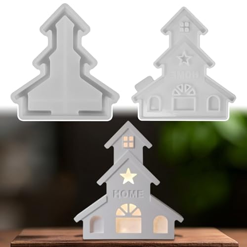 2 Stück Silikonformen Gießformen Häuser, 3D Silikonform Haus mit Fenster Gießform Häuser mit Kranz Gipsformen Zum Gießen Silikonformen Haus Gießformen Silikon Sommer Weihnachten für DIY Handwerk (B) 2 Stück Silikonformen Gießformen Häuser, 3D Silikonform Haus mit Fenster Gießform Häuser mit Kranz Gipsformen Zum Gießen Silikonformen Haus Gießformen Silikon Sommer Weihnachten für DIY Handwerk (B) von Nexoria