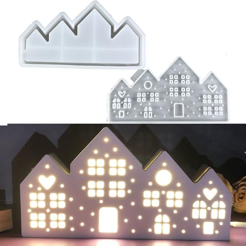 2 Stück Silikonformen Gießformen Häuser, 3D Silikonform Haus mit Herz Sterne Gießform Häuser mit Fenster Gipsformen zum Gießen Silikonformen Haus Gießformen Silikon Sommer Weihnachten für Handwerk von Nexoria