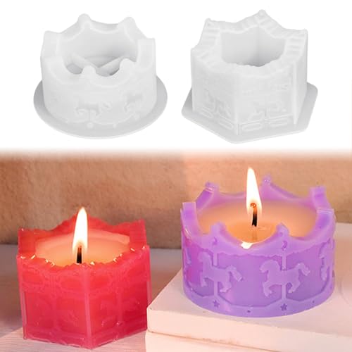 2 Stück Silikonformen Gießformen Kerzenhalter, Silikonform Kerzenhalter mit Karussell Gießformen Silikon Vase Silikon Gießform Dose Silikonform Vase Gießform Kerzenhalter Vorratsglas von Nexoria