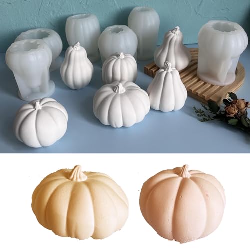 2 Stück Silikonformen Gießformen Kürbis, 3D Silikonform Kürbis Gießformen Silikon Herbst Kürbis Gipsform zum Gießen Silikonform Gießform Silikon Herbst für Kerzen Gips Sojawachs (A) von Nexoria