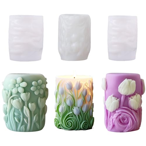 3 Stück Silikonformen Gießformen Frühling, 3D Sonnenblume Kerzen Formen Silikon Silikonform Blumen Gießformen Silikon Sonnenblume Kerzenformen zum Gießen Silikonform Frühling (C) von Nexoria