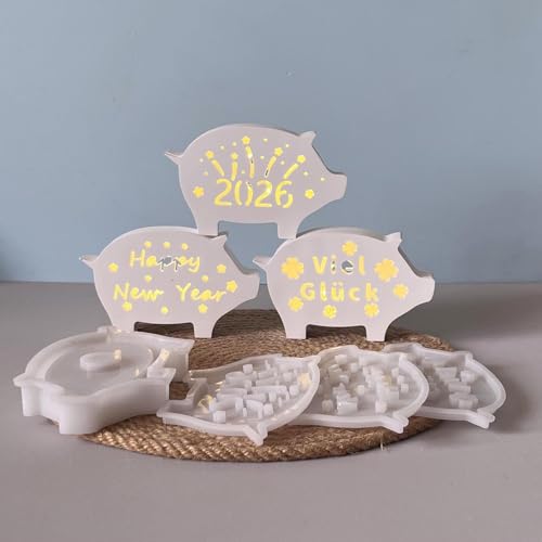 3 Stück Silikonformen Gießformen Weihnachten, 3D Silikonform Glücksschwein Silikonform Weihnachten Schwein Gipsformen zum Gießen Gießform Glücksschwein Gießformen Silikon Weihnachten für DIY Deko (A) von Nexoria