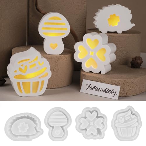 4 Stück Silikonformen Gießformen, Kuchen Silikonform Frühling Kleeblatt Gießformen Silikon Kleeblatt Gipsformen zum Gießen Silikonform Einschieber Giessform Silikon für DIY Kerzen Gips von Nexoria