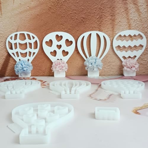 4 Stück Silikonformen Gießformen Heißluftballon, Silikonform Heißluftballon mit Herz Gipsformen Zum Gießen Gießformen Silikon Vase Silikonform Sommer Weihnachten für DIY Kerzen Gips (A) von Nexoria