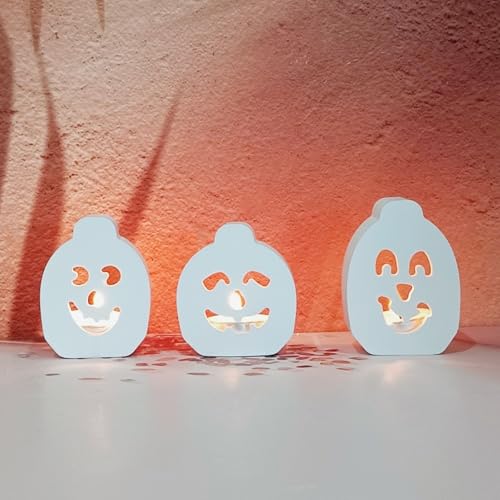 4 Stück Silikonformen Gießformen Kürbis, 3D Kürbis Silikonform Halloween Gießform Kerzenhalter Kürbis mit Geist Gipsformen zum Gießen Gießformen Silikon Kürbis Silikonform Teelichthalter (A) von Nexoria