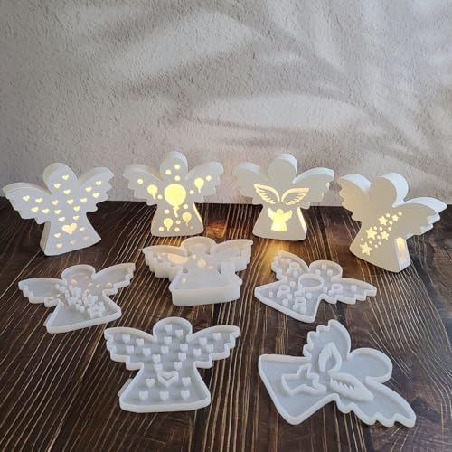 5 Stück Silikonformen Gießformen Engel, 3D Silikonform Engel mit Herz Stern Gießformen Silikon Engel Ballon Gipsformen zum Gießen Giessform Engel mit Basis Silikonform Weihnachten für 3D-Licht 5 Stück Silikonformen Gießformen Engel, 3D Silikonform Engel mit Herz Stern Gießformen Silikon Engel Ballon Gipsformen zum Gießen Giessform Engel mit Basis Silikonform Weihnachten für 3D-Licht von Nexoria