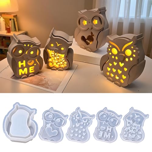 9 Stück Silikonformen Gießformen Eule, 3D Silikonform Eule mit Panel Gießformen Silikon Eule Gipsformen zum Gießen Silikonform Einschieber Giess form Silikon form Halloween für Handwerk (B) von Nexoria