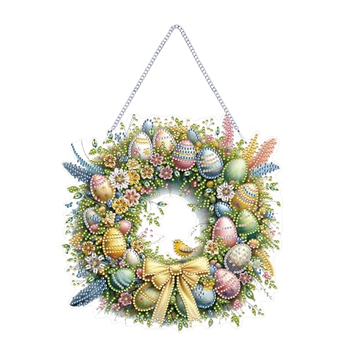 Diamond Painting Türkranz, 5D Diamond Painting Ostern Anhänger Diamond Painting Osterkranz zum Aufhängen DIY Diamant Malerei Basteln Frühlingskranz für Osterdeko Frühlingsdeko (E) von Nexoria