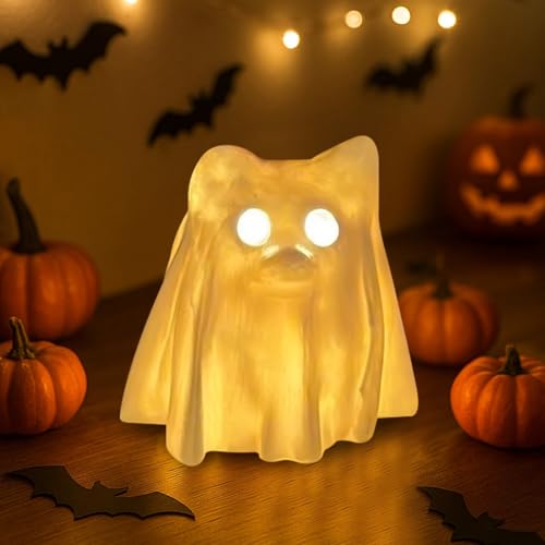 Halloween Deko Geist Leuchtend, Geister Deko mit LED Licht Herz Geist-Hund LED Kerzen Batteriebetrieben Kreative Geister Ornament mit Beleuchtung Tischdeko für Halloween Party Garten (A) von Nexoria