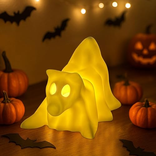 Halloween Deko Geist Leuchtend, Geister Deko mit LED Licht Herz Geist-Hund LED Kerzen Batteriebetrieben Kreative Geister Ornament mit Beleuchtung Tischdeko für Halloween Party Garten (C) von Nexoria