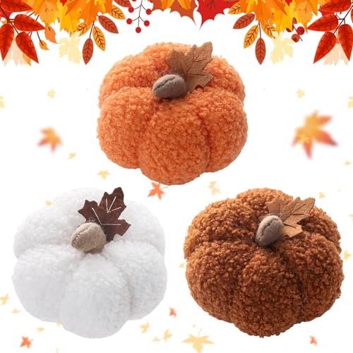Herbstdeko Mini Kürbis, 3er Set Wolle Mini Kürbis Deko Halloween Deko Filz Kürbissen Halloween Tischdeko Herbst Dekoration Bunt für Herbst Thanksgiving Party Dekoration Herbstdeko Mini Kürbis, 3er Set Wolle Mini Kürbis Deko Halloween Deko Filz Kürbissen Halloween Tischdeko Herbst Dekoration Bunt für Herbst Thanksgiving Party Dekoration von Nexoria