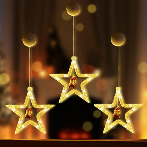 LED Sterne Weihnachtsbeleuchtung, 3 Stück Weihnachtsbeleuchtung Fenster LED Schneeflocke Glocke Weihnachtsdeko Fenster Batteriebetriebene Fensterbeleuchtung mit Saugnäpfe für Weihnachtsdeko Innen (A) LED Sterne Weihnachtsbeleuchtung, 3 Stück Weihnachtsbeleuchtung Fenster LED Schneeflocke Glocke Weihnachtsdeko Fenster Batteriebetriebene Fensterbeleuchtung mit Saugnäpfe für Weihnachtsdeko Innen (A) von Nexoria