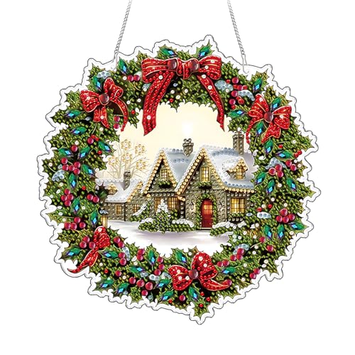 Nexoria Diamond Painting Weihnachten, Diamond Painting Türkranz Anhänger Diamant Malerei Türkranz Anhänger Weihnachtskranz Basteln für Weihnachten Deko (B) von Nexoria