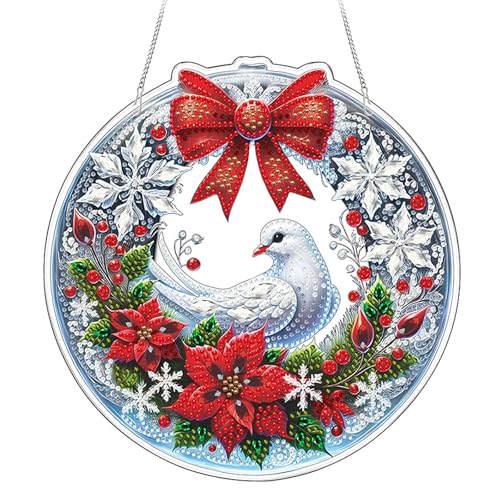 Nexoria Diamond Painting Weihnachten, Diamond Painting Türkranz Anhänger Diamant Malerei Türkranz Anhänger Weihnachtskranz Basteln für Weihnachten Deko (C) von Nexoria