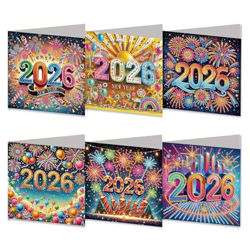 Nexoria Diamond Painting Weihnachten Karten, 6 Stück 5D Diamond Painting Weihnachtskarten mit Umschlag Set Adventskalender Weihnachtskarte Türkranz Diamant Malerei Weihnachtsgrußkarten (B) von Nexoria